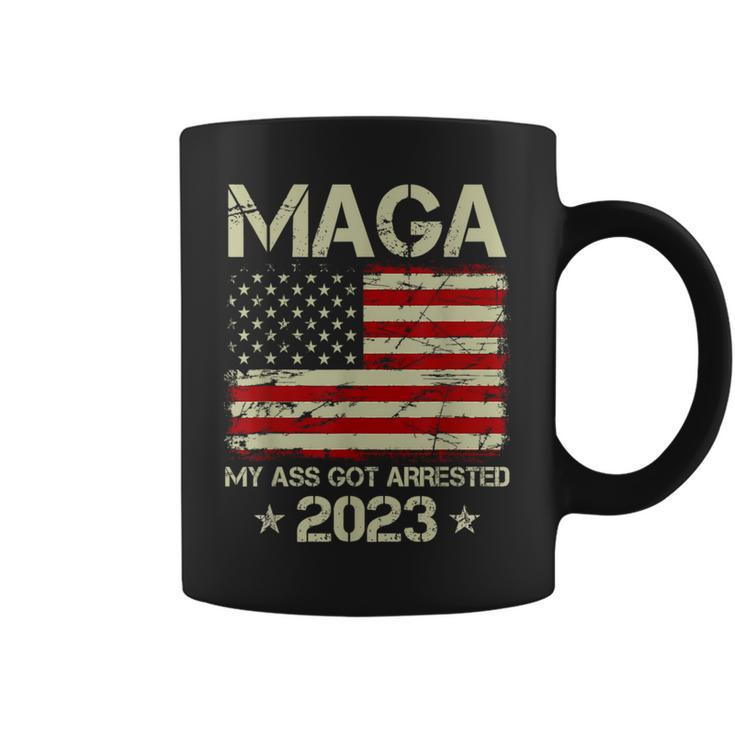 Maga My Ass Got Arrested 2023 Anti-Trump American Flag Coffee Mug