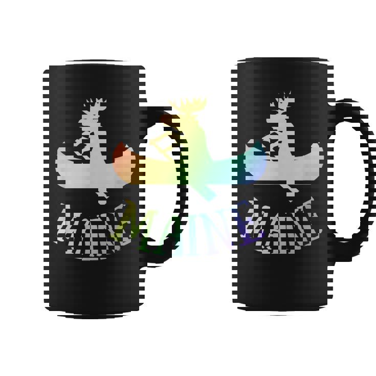 Maine Moose Canoe Rainbow Vacation T Coffee Mug