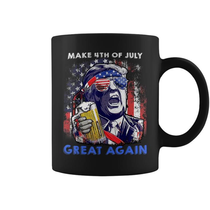 Make 4Th Of July Great Again Funny Trump Drinking Beer Drinking Funny Designs Funny Gifts Coffee Mug