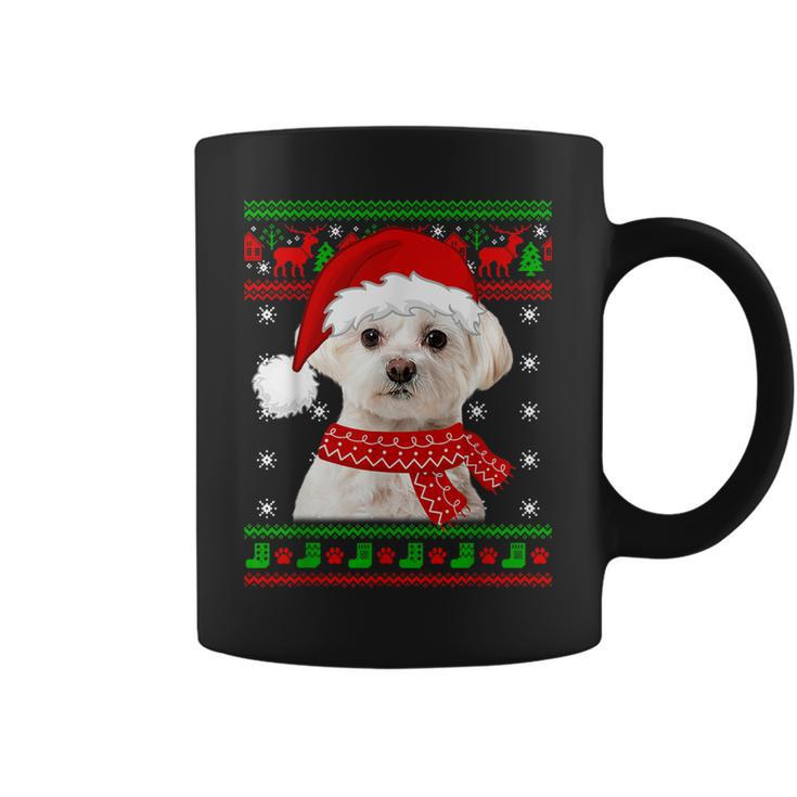 Maltese Dog Ugly Sweater Christmas Puppy Dog Lover Coffee Mug