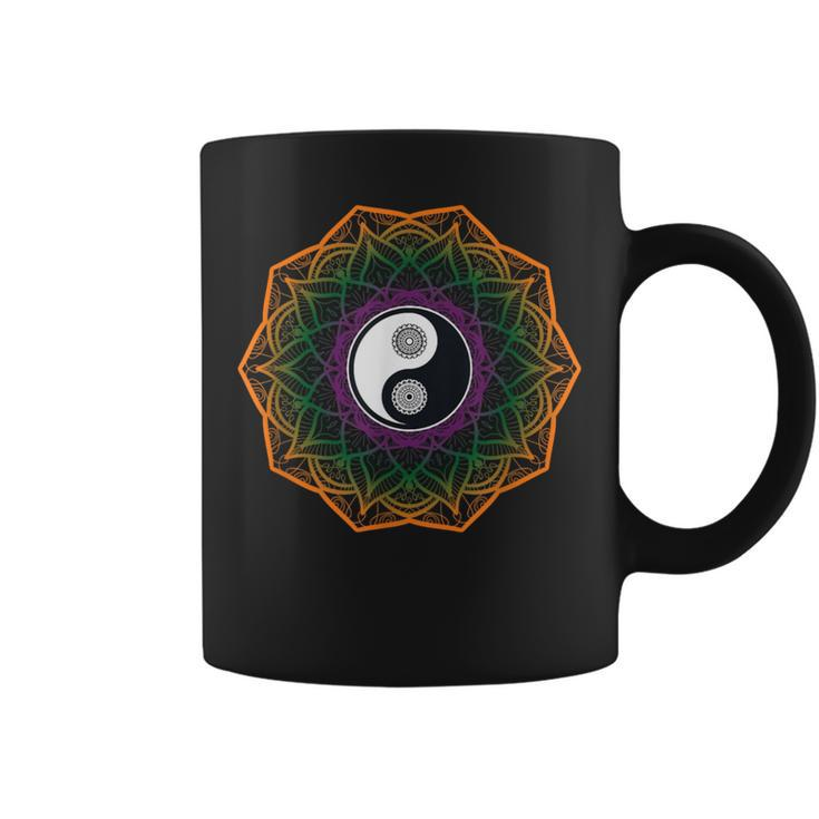 Mandala Yin And Yang Sanskrit Chinese Asian Harmony Coffee Mug