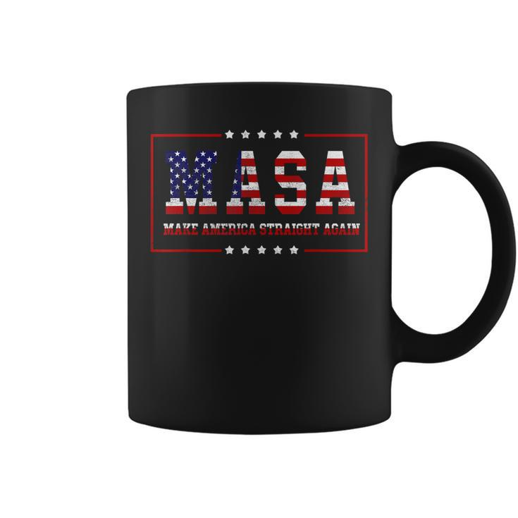 Masa Make America Straight Again America Flag 4Th Of July  Coffee Mug