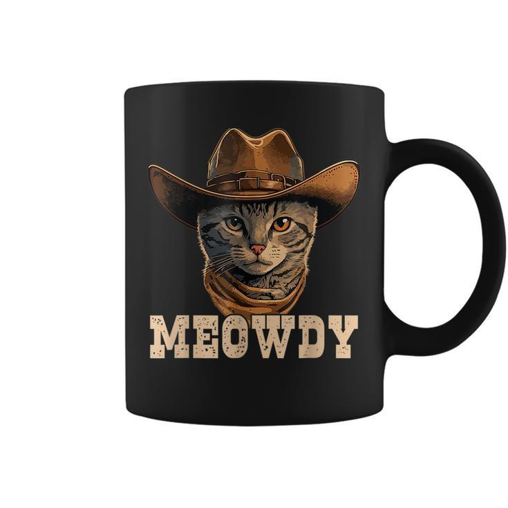 Meowdy Funny Country Cat Cowboy Hat Cat Howdy  Coffee Mug