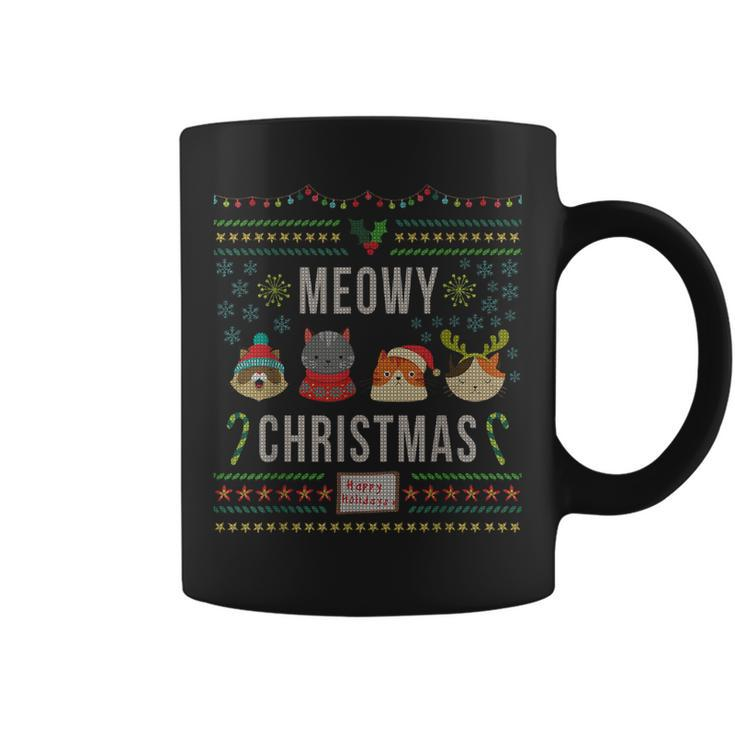 Meowy Christmas Cat Lover Tacky Ugly Christmas Party Coffee Mug