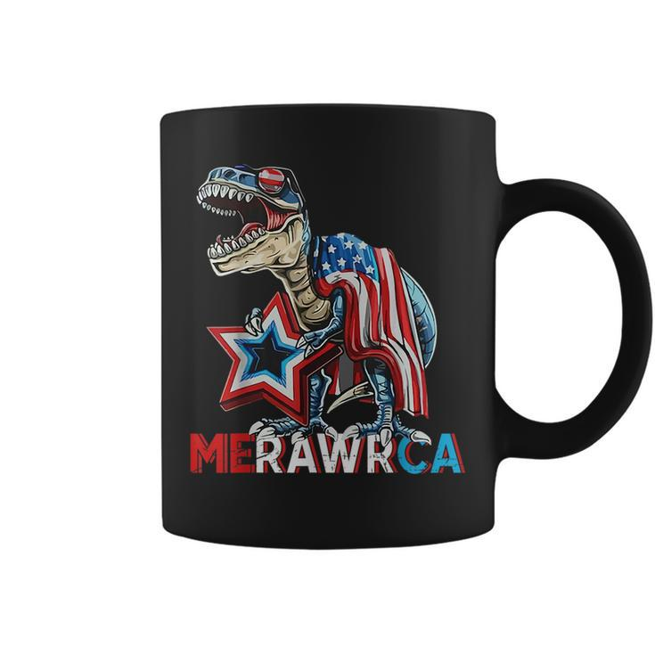 Merica Dinosaur 4Th Of July Rawr American Flag Boys Kids Usa Coffee Mug