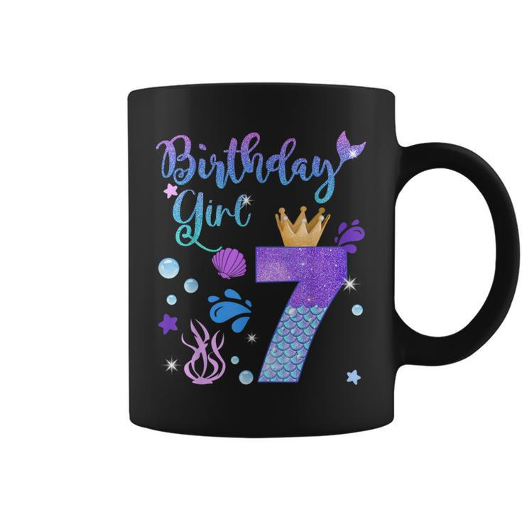 Mermaid Birthday Girl 7 Year Old Its My 7Th Bday Mermaid Coffee Mug