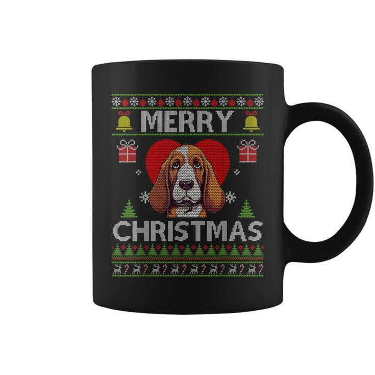 Merry Christmas Basset Hound Dog Ugly Sweater Coffee Mug