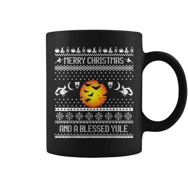 Merry Christmas And A Blessed Yule Ugly Christmas Sweaters Coffee Mug
