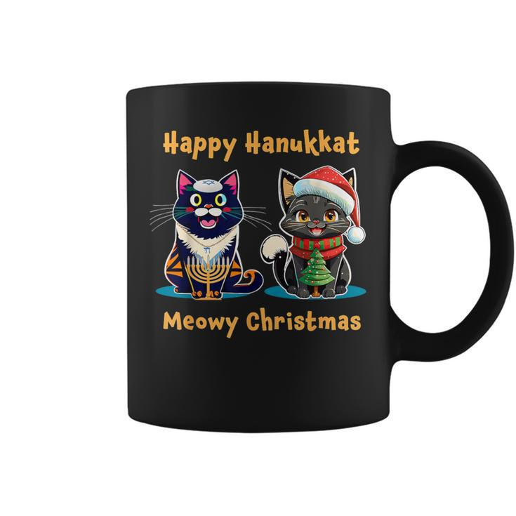 Merry Christmas Happy Hanukkah Jewish Christian Cat Lovers Coffee Mug