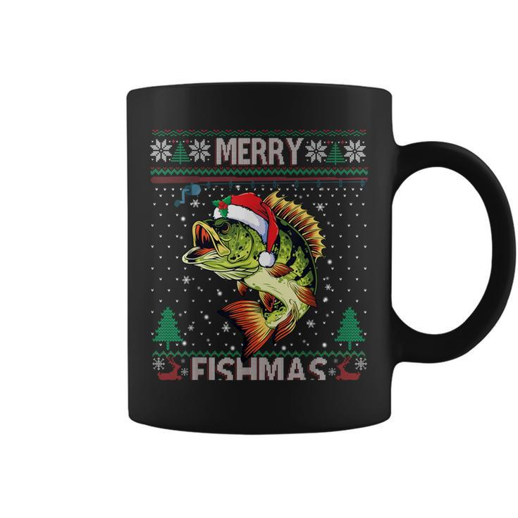 Merry Fishmas Bass Fish Fishing Christmas Ugly Sweater Xmas Coffee Mug