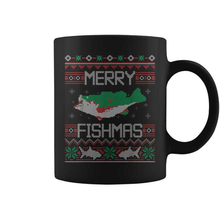 Merry Fishmas Fishing Dad Fish Angler Ugly Christmas Sweater Coffee Mug