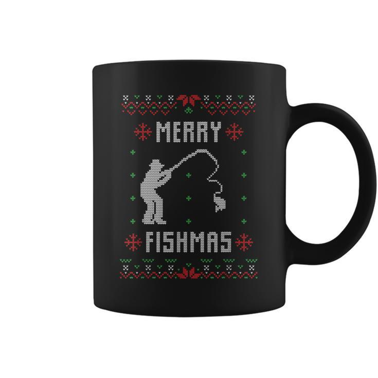Merry Fishmas Fisherman Ugly Christmas Sweater Coffee Mug