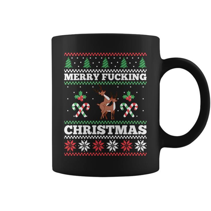 Merry Fucking Christmas Adult Humor Offensive Ugly Sweater Coffee Mug