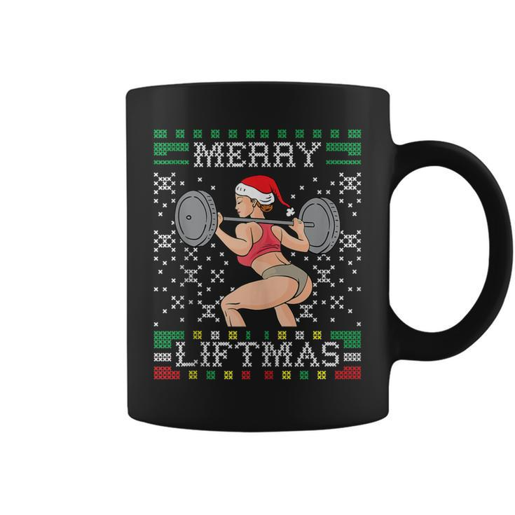 Merry Liftmas Ugly Christmas Sweater Miss Santa Gym Booty Coffee Mug