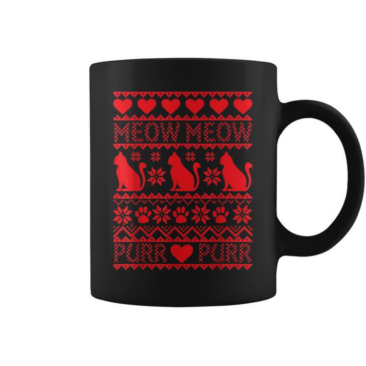 Merry Meowy Catmas Cat Ugly Christmas Sweater Coffee Mug