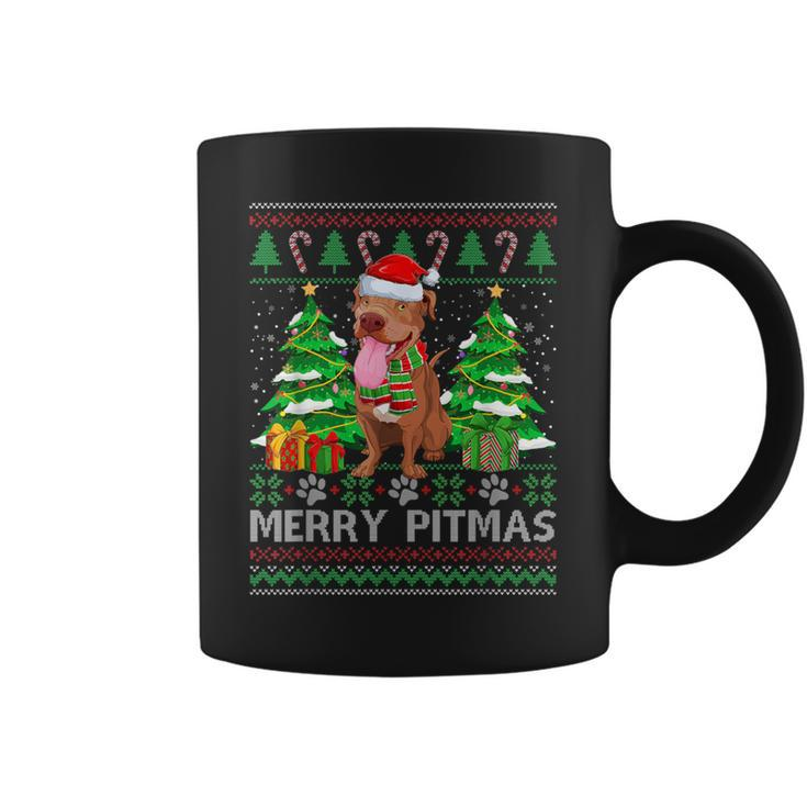 Merry Pitmas Santa Pitbull Dog Xmas Ugly Christmas Sweater Coffee Mug