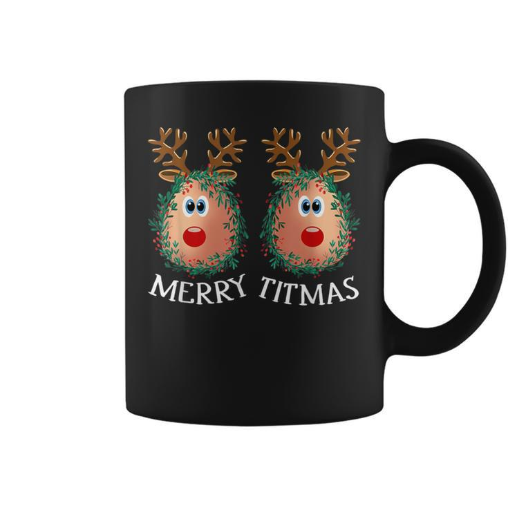 Merry Titmas Reindeer Boobs Naughty Ugly Christmas Sweater Coffee Mug