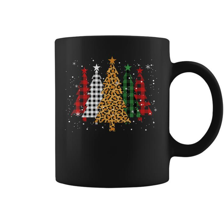 Merry Xmas Tree Buffalo Plaid Leopard Ugly Christmas Sweater Coffee Mug