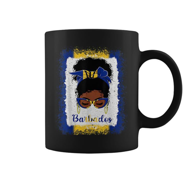 Messy Bun Barbados Flag Woman Girl  Coffee Mug