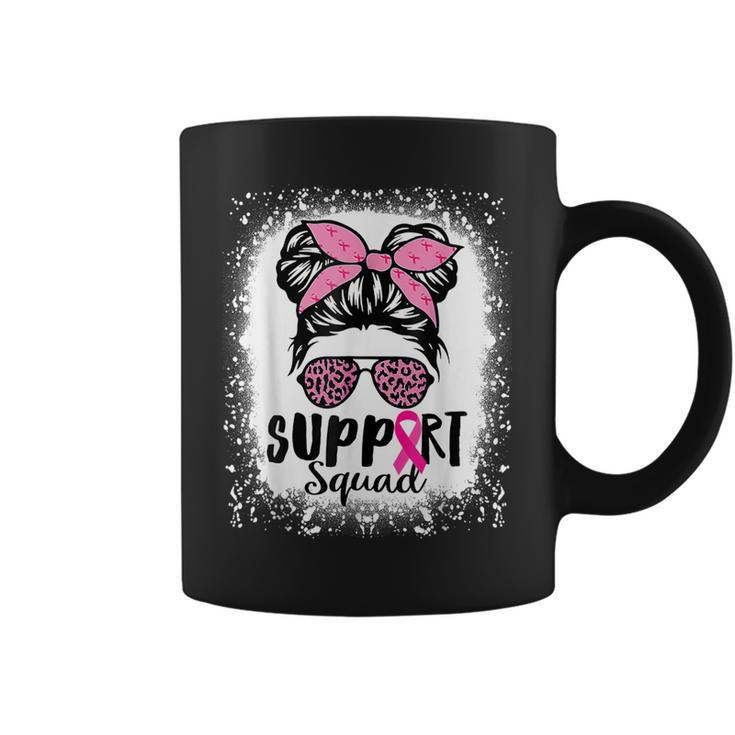 Messy Bun Glasses Pink Support Squad Breast Cancer Awareness Coffee Mug