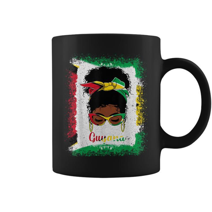 Messy Bun Guyana Flag Woman Girl Coffee Mug