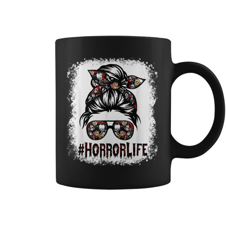 Messy Bun Horror Life Horror Movie Horror Mom Halloween  Coffee Mug