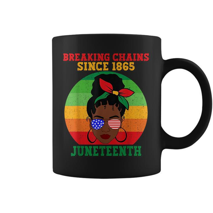 Messy Bun Junenth Breaking Chains Bandana Afro Sunglasses  Coffee Mug