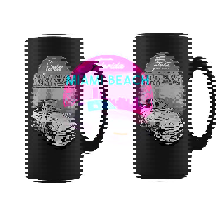 Miami Beach  Florida Miami Palm Trees And Vintage Car  Florida Gifts & Merchandise Funny Gifts Coffee Mug