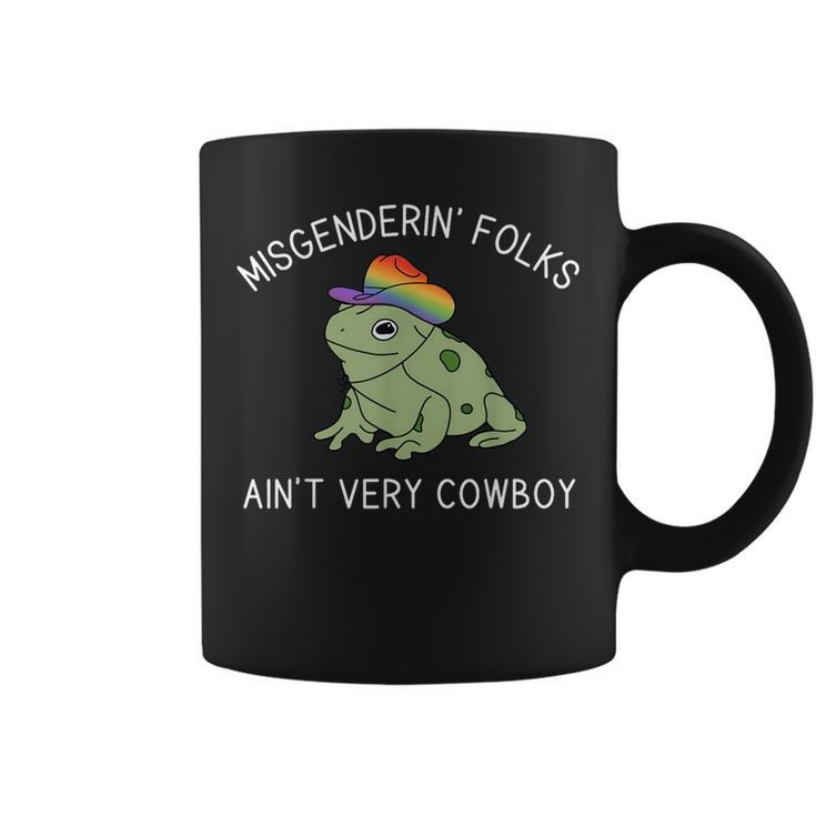 Misgenderin Folks Aint Very Cowboy Retro Frog Lgbtq Pride  Coffee Mug