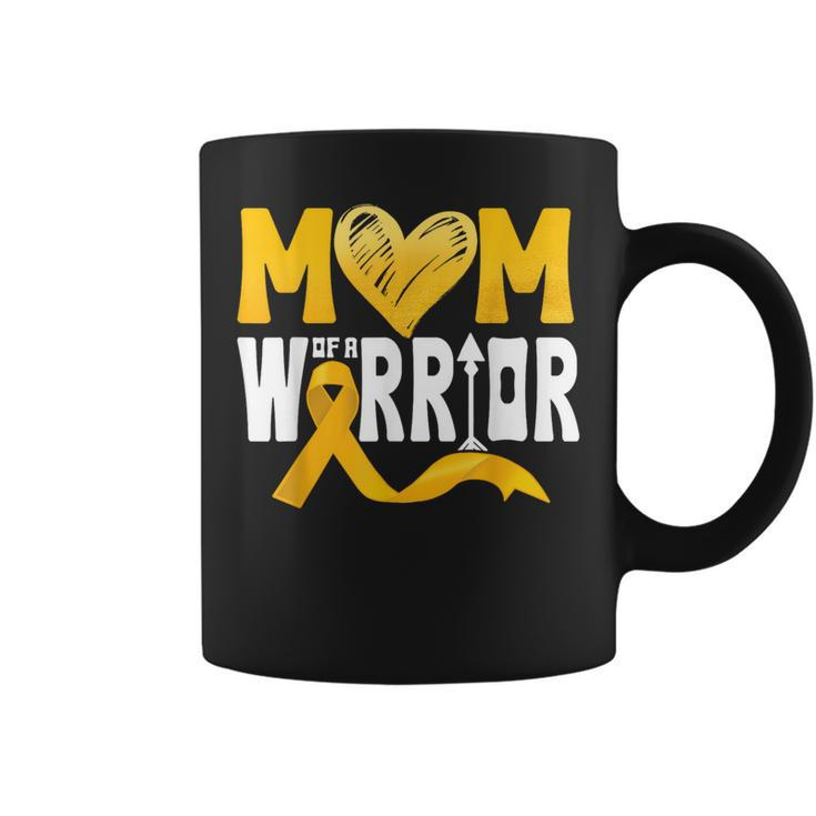 Mom Of A Warrior Childhood Cancer Awareness Gold Ribbon Coffee Mug