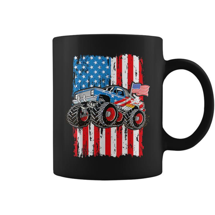 Monster Truck Usa Flag Patriotic Boys Men 4Th Of July  Coffee Mug