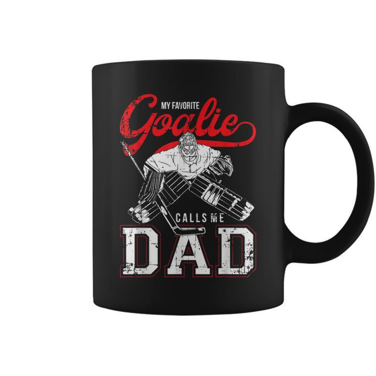My Favorite Goalie Calls Me Dad Men Ice Hockey Player Sport  Coffee Mug