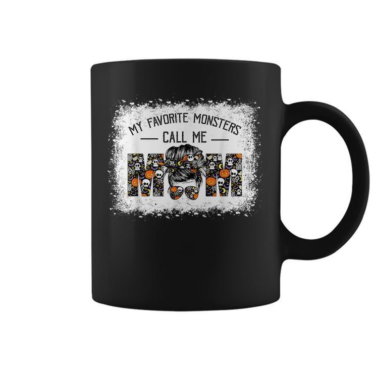 My Favorite Monsters Call Me Mom Messy Bun Happy Halloween  Gifts For Mom Funny Gifts Coffee Mug