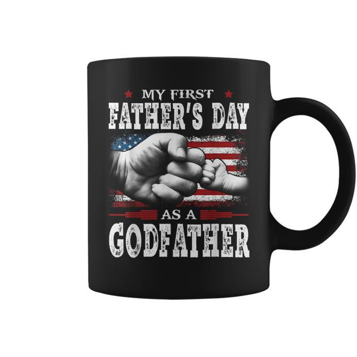 My First Fathers Day As A Godfather American Flag New Dad  Coffee Mug