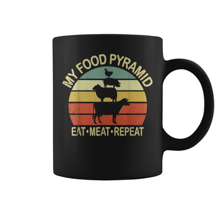 My Pyramid Food Eat Meat Repeat Funny Bbq Chef  Coffee Mug