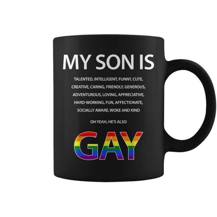My Son Is Gay Gifts For Mom Dad Parents With Pride Lgbtq Kid  Coffee Mug