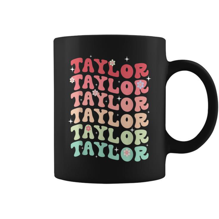 Name Taylor Girl Boy Retro Groovy 80'S 70'S Colourful Coffee Mug