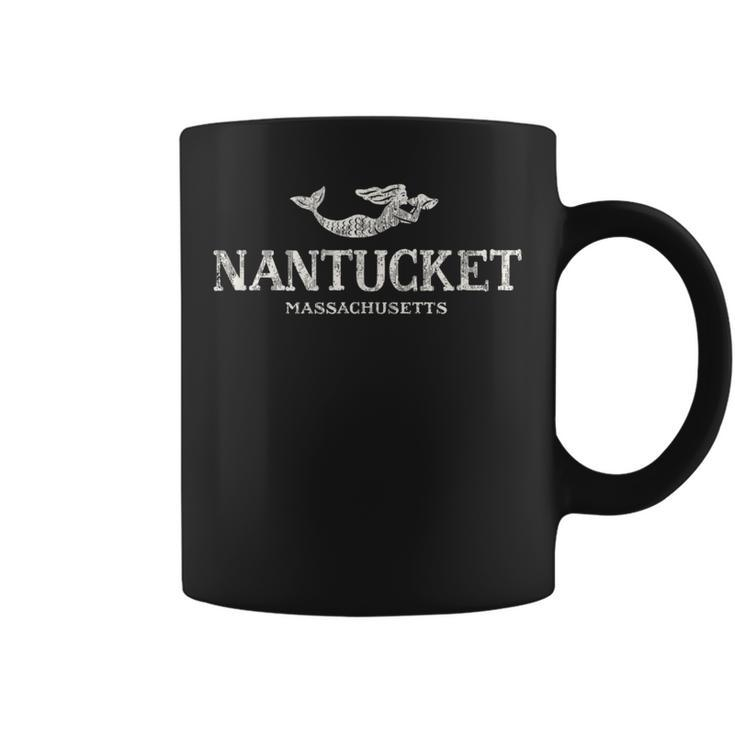 Nantucket Ma Vintage Mermaid & Seashell Coffee Mug