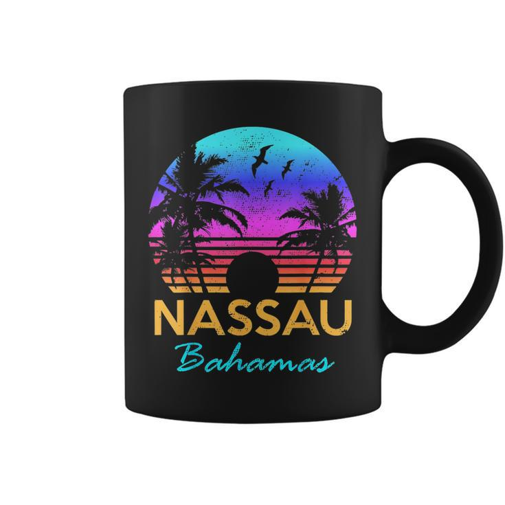 Nassau Bahamas Beach Trip Retro Sunset Summer Vibes Graphic  Bahamas Funny Gifts Coffee Mug