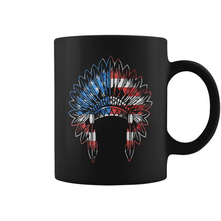 Native American Feather Headdress Usa America Indian Chief  Coffee Mug