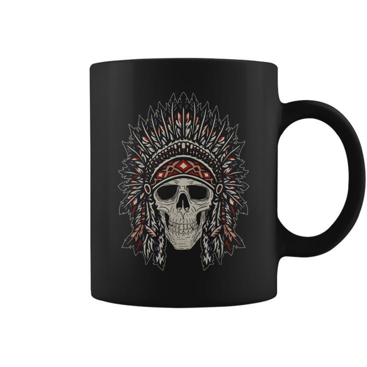 Native American Heritage Headdress Skull Native American Coffee Mug