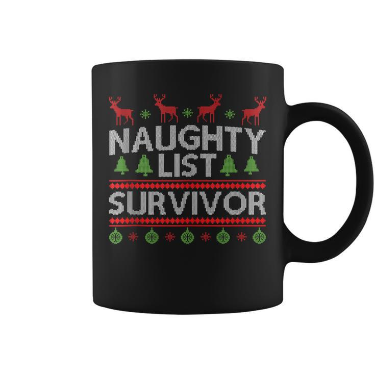 Naughty List Survivor Ugly Christmas Sweater Coffee Mug