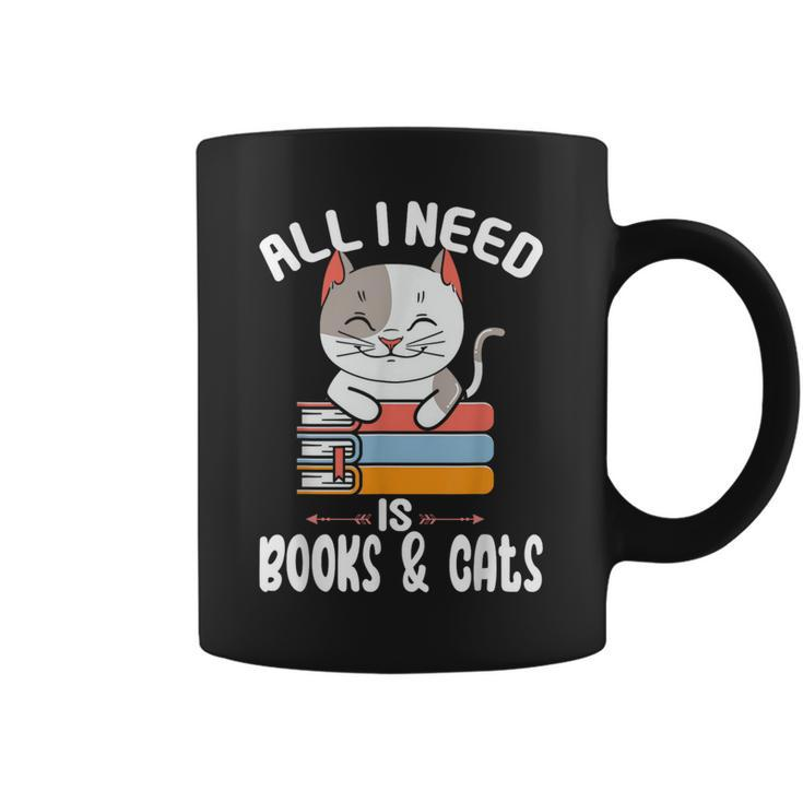 All I Need Is Books And Cats Cat Lover Kitten Reading Coffee Mug
