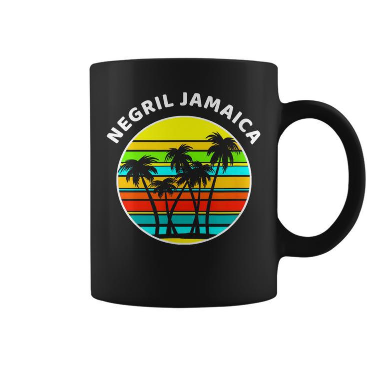 Negril Jamaica Palm Trees Silhouette Sunset Jamaica Coffee Mug