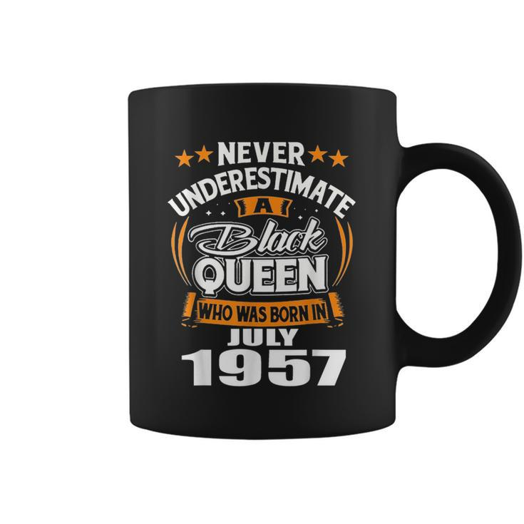 Never Underestimate A Black Queen Born In July 1957 Black Queen Funny Gifts Coffee Mug