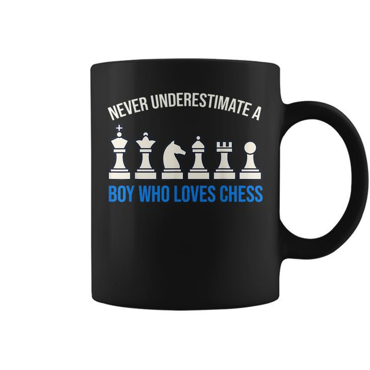 Never Underestimate A Boy Who Loves Chess Chess Funny Gifts Coffee Mug