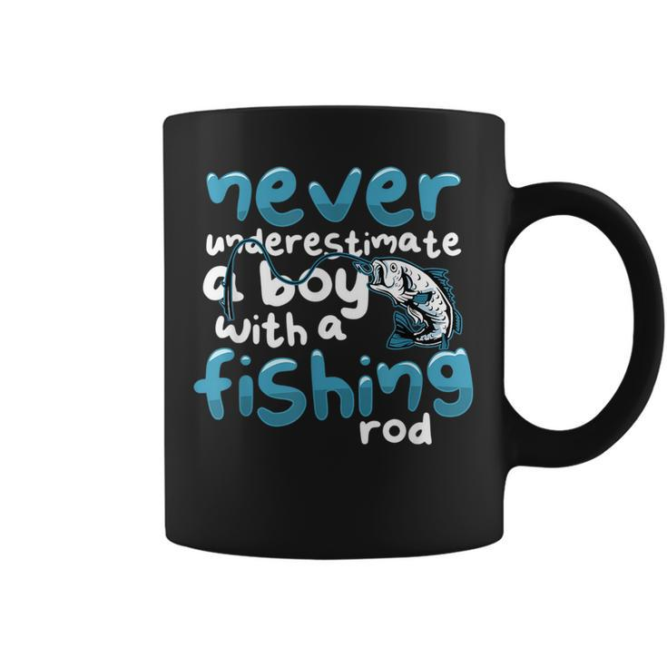 Never Underestimate A Boy With A Fishing Rod Angling Fishing Rod Funny Gifts Coffee Mug