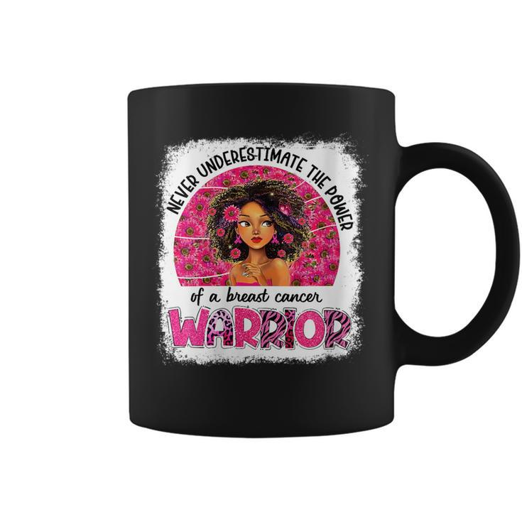 Never Underestimate A Breast Cancer Warrior Black Women Pink Gift For Womens Coffee Mug