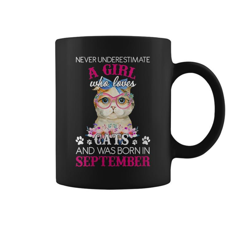 Never Underestimate A Girl Who Love Cat Born In September Gift For Womens Coffee Mug