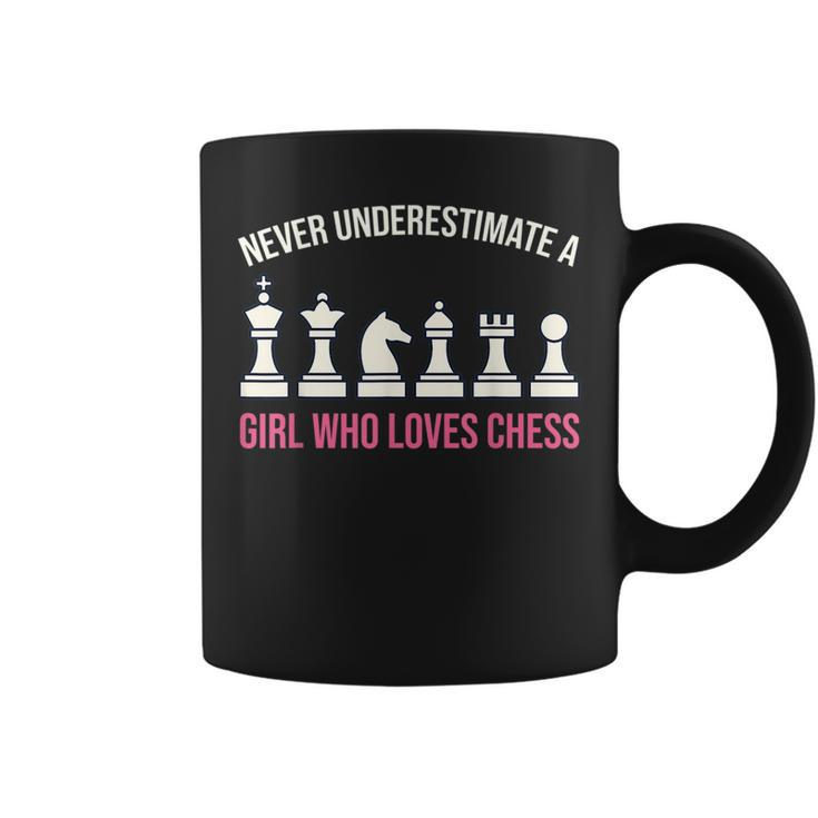 Never Underestimate A Girl Who Loves Chess Chess Funny Gifts Coffee Mug